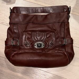 B. Makowsky Dark Brown Leather Shoulder Bag